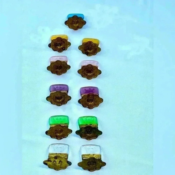 Czechoslovakian Intaglio Glass Place Card Holders Set of 11 Antique Rare - Picture 6 of 6